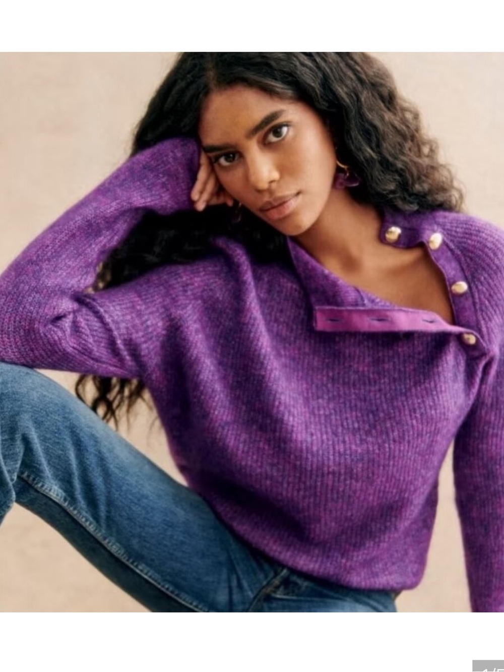 Sezane Purple Trudy Jumper - Women's Knit Sweater, size large